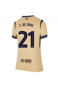 Barcelona Frenkie de Jong #21 Jalkapallovaatteet Naisten Vieraspaita 2025-26 Lyhythihainen